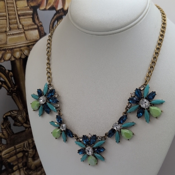 J. Crew Blue and Green Floral Necklace - Picture 2 of 5